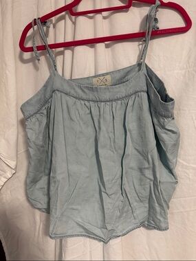 Thread & Supply Light Blue Cold-Shoulder Tie-Strap Camisole